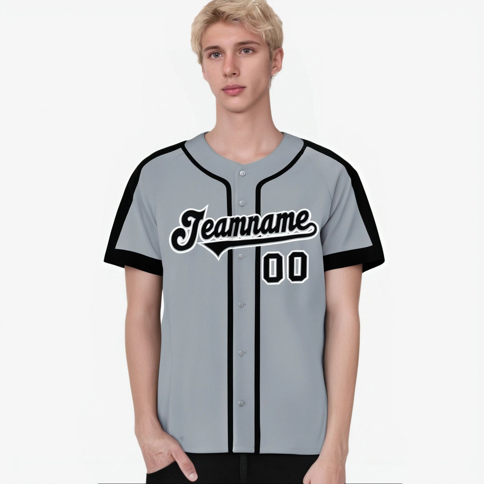 Custom Gray Black White Baseball Jersey Personalized For Adults Youth