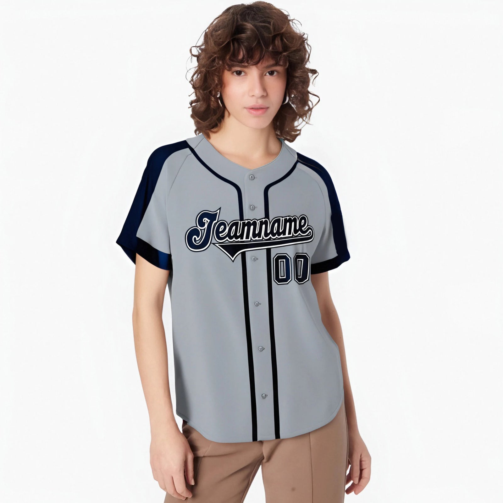 Custom Gray Navy White Baseball Jersey Personalized For Adults Youth