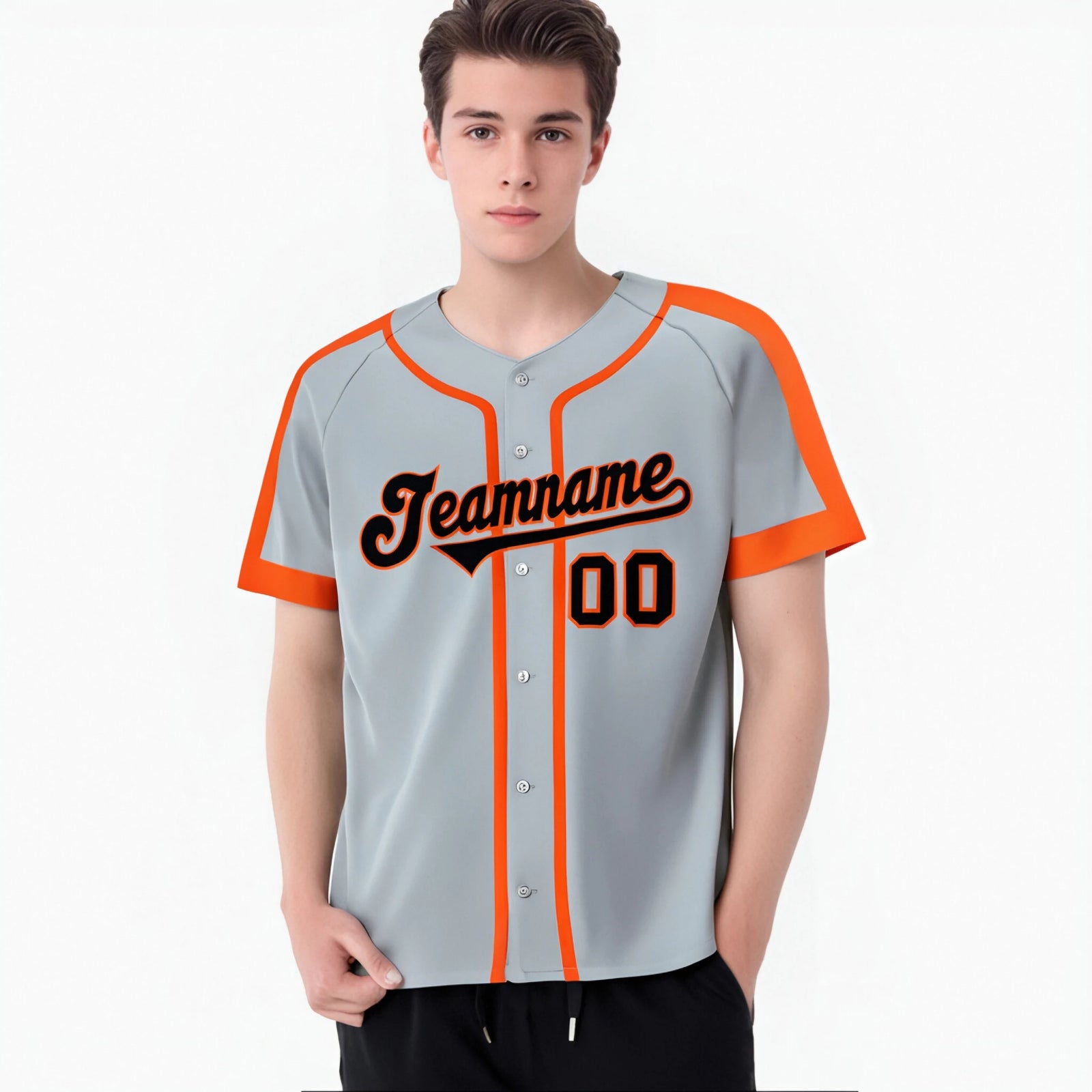 Custom Gray Bay Orange Black Baseball Jersey