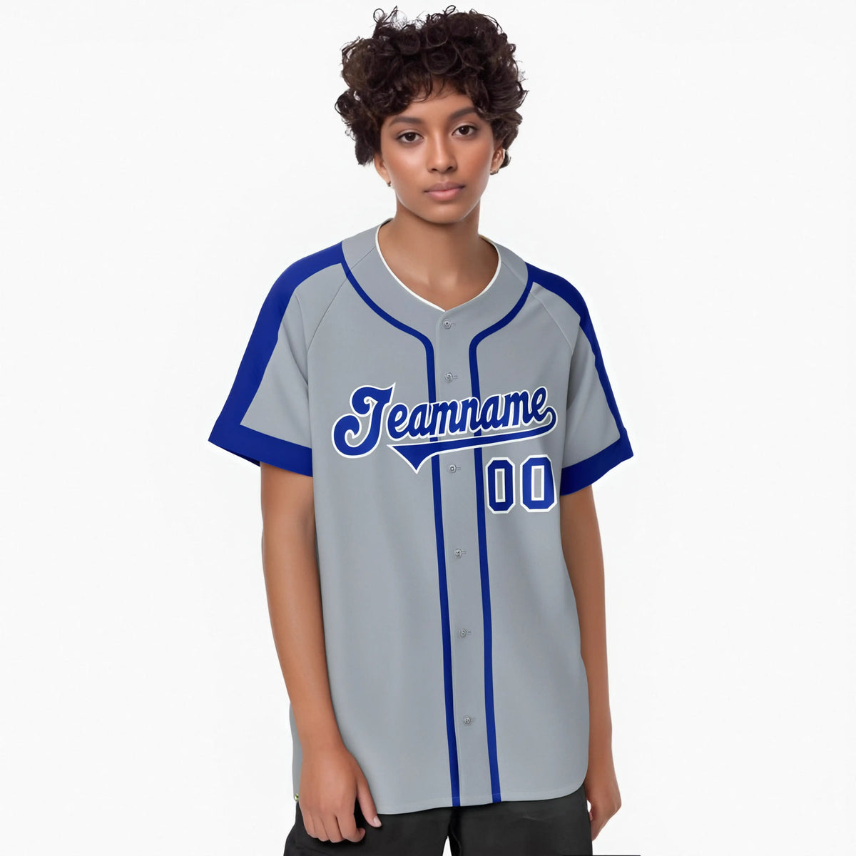 Custom Gray Royal Blue White Baseball Jersey Personalized For Adults Youth