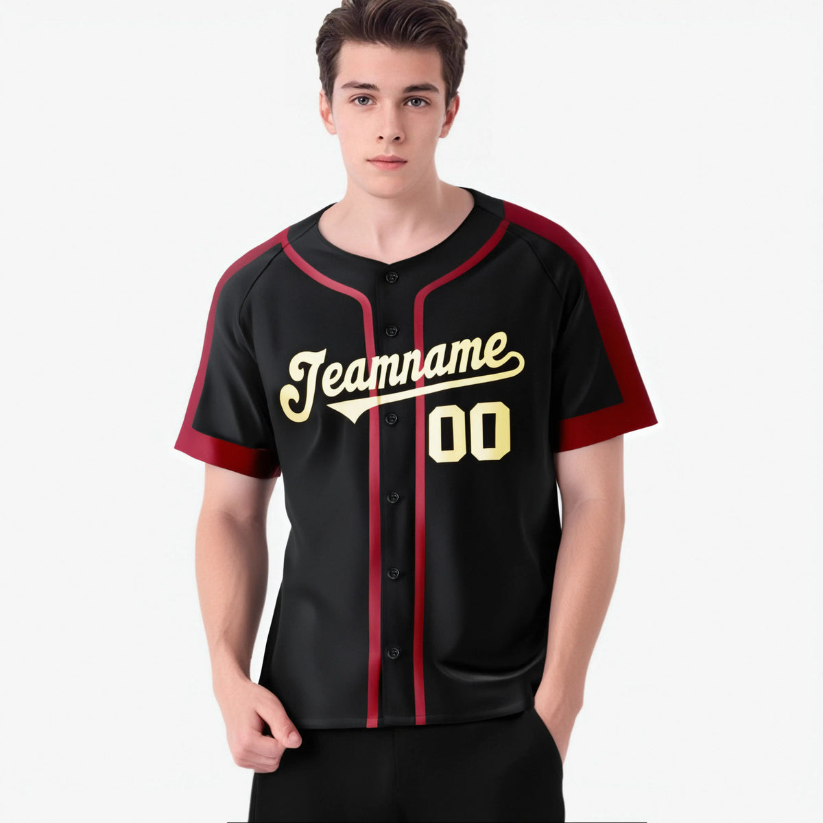 Custom Black Old Gold Crimson Baseball Jersey