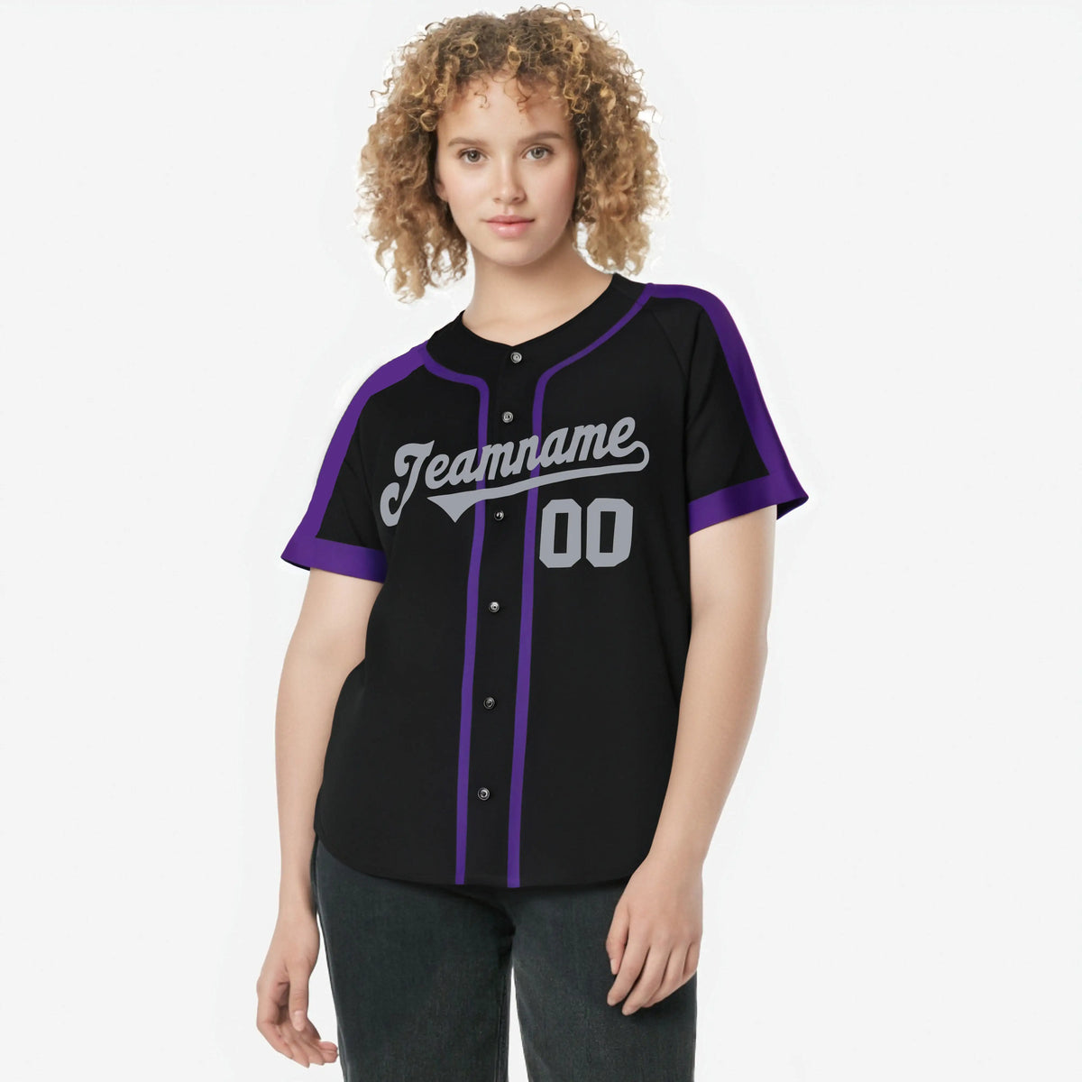 Custom Black Purple Gray Baseball Jersey