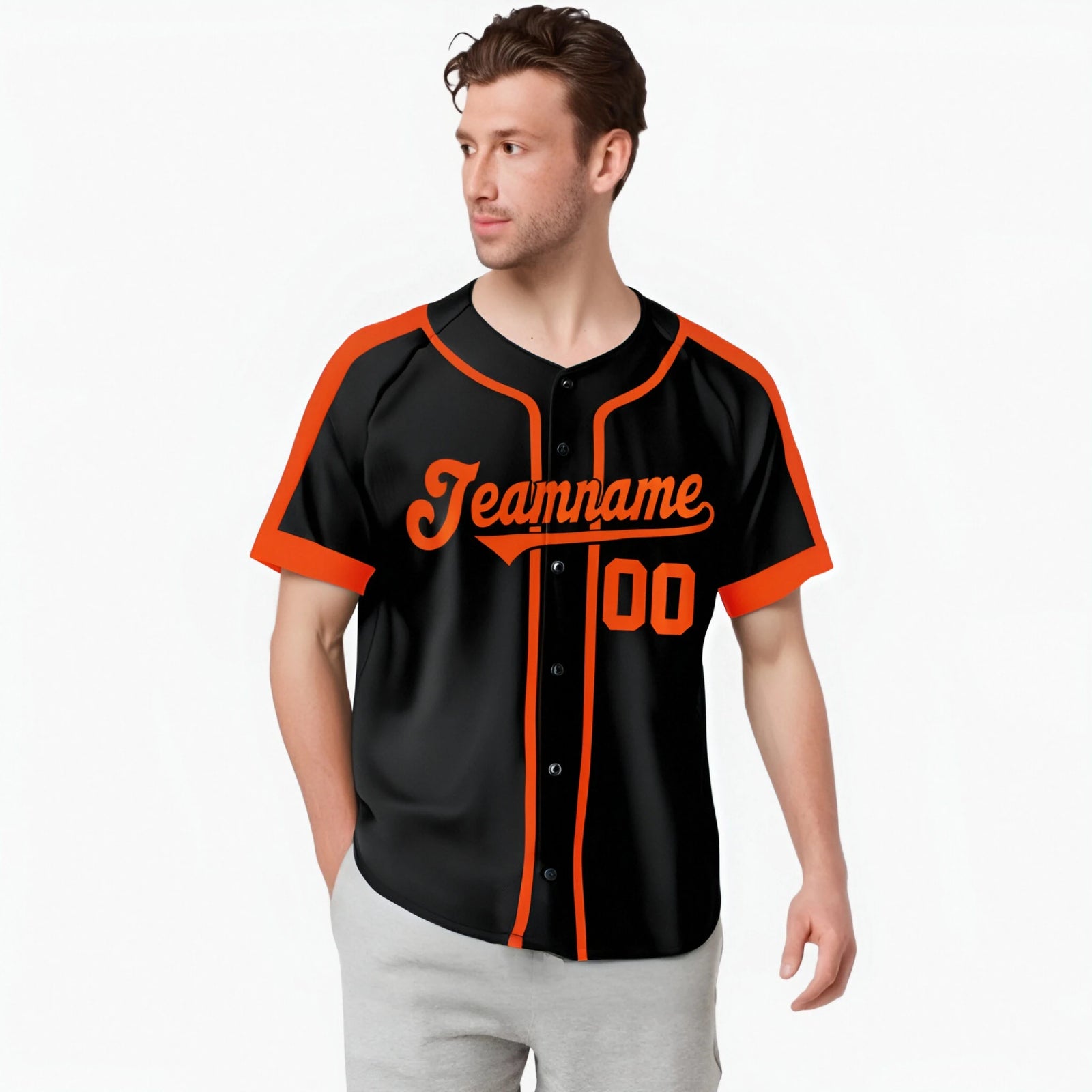 Custom Black Orange Baseball Jersey