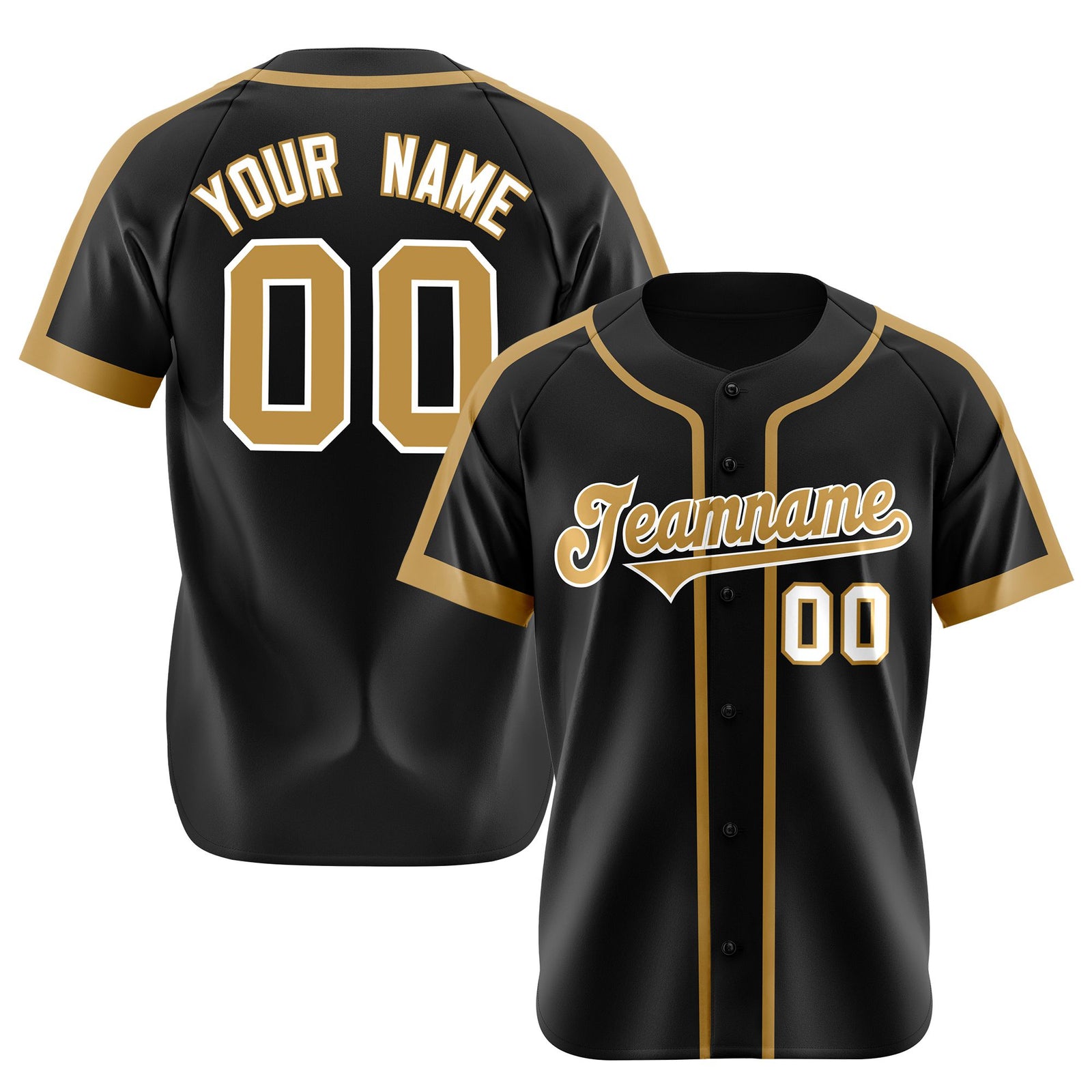 Custom Black Old Gold White Baseball Jersey