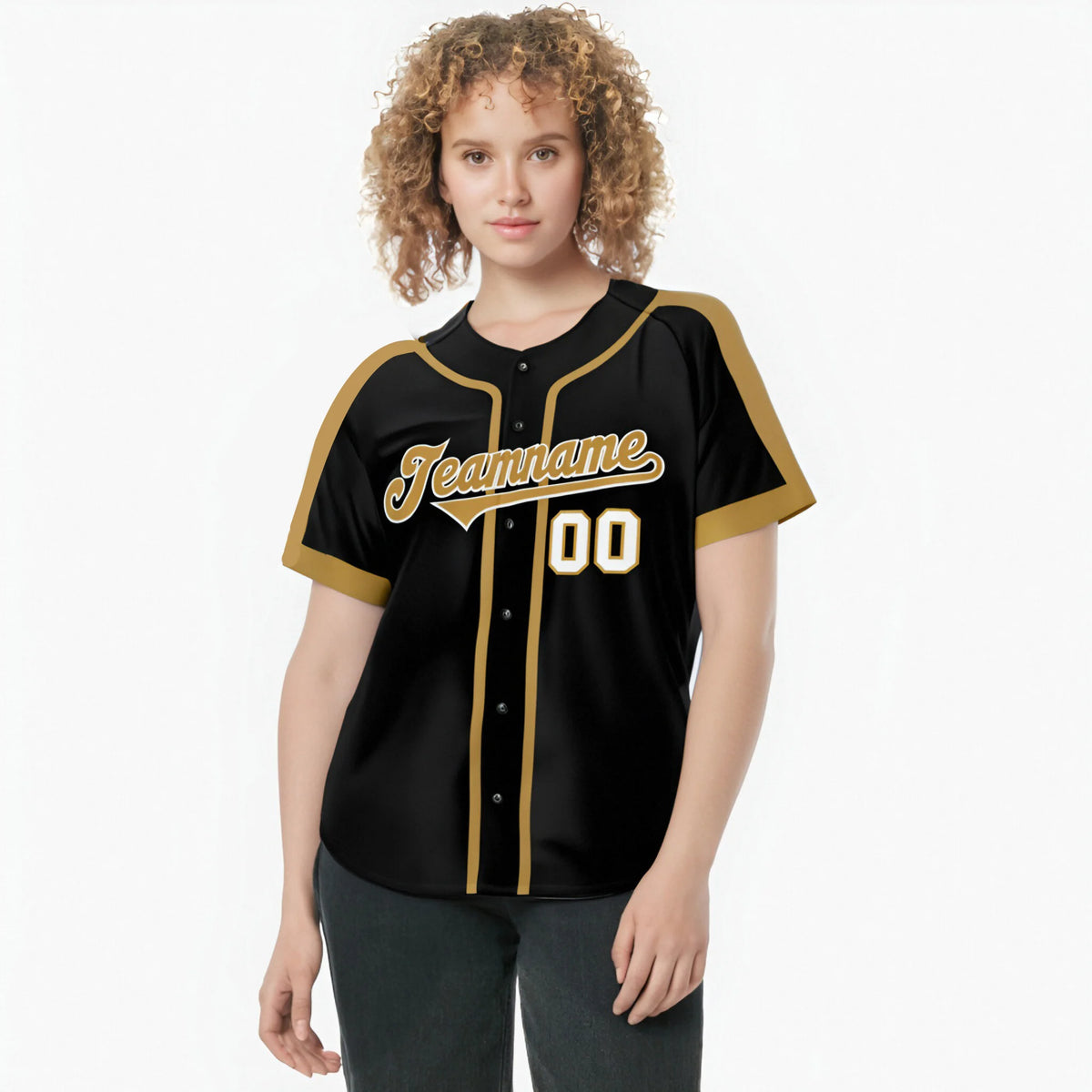 Custom Black Old Gold White Baseball Jersey
