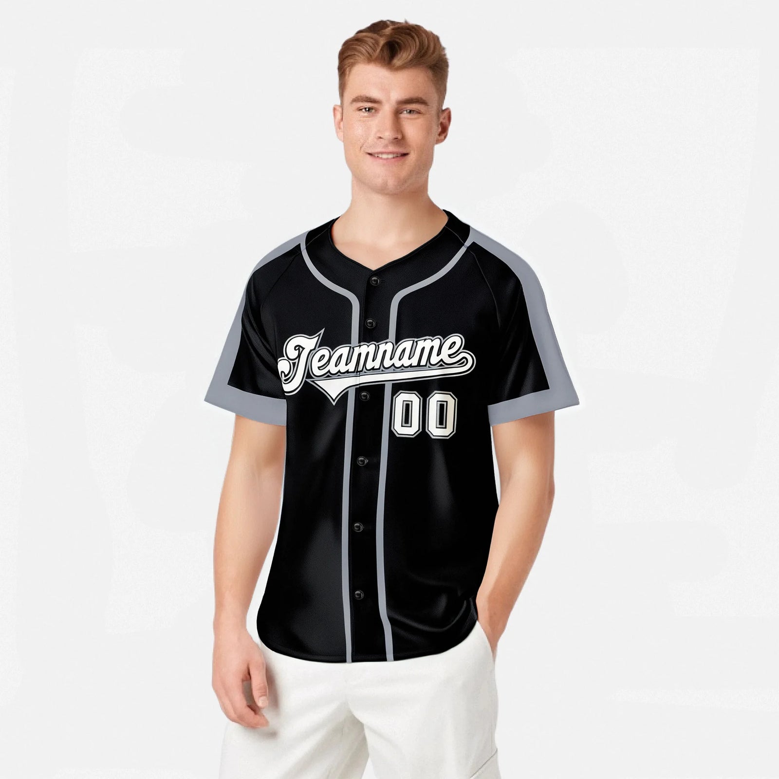 Custom Black White Grap Baseball Jersey
