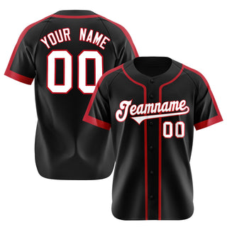 Custom Black Crimson-White Baseball Jersey - Style 1