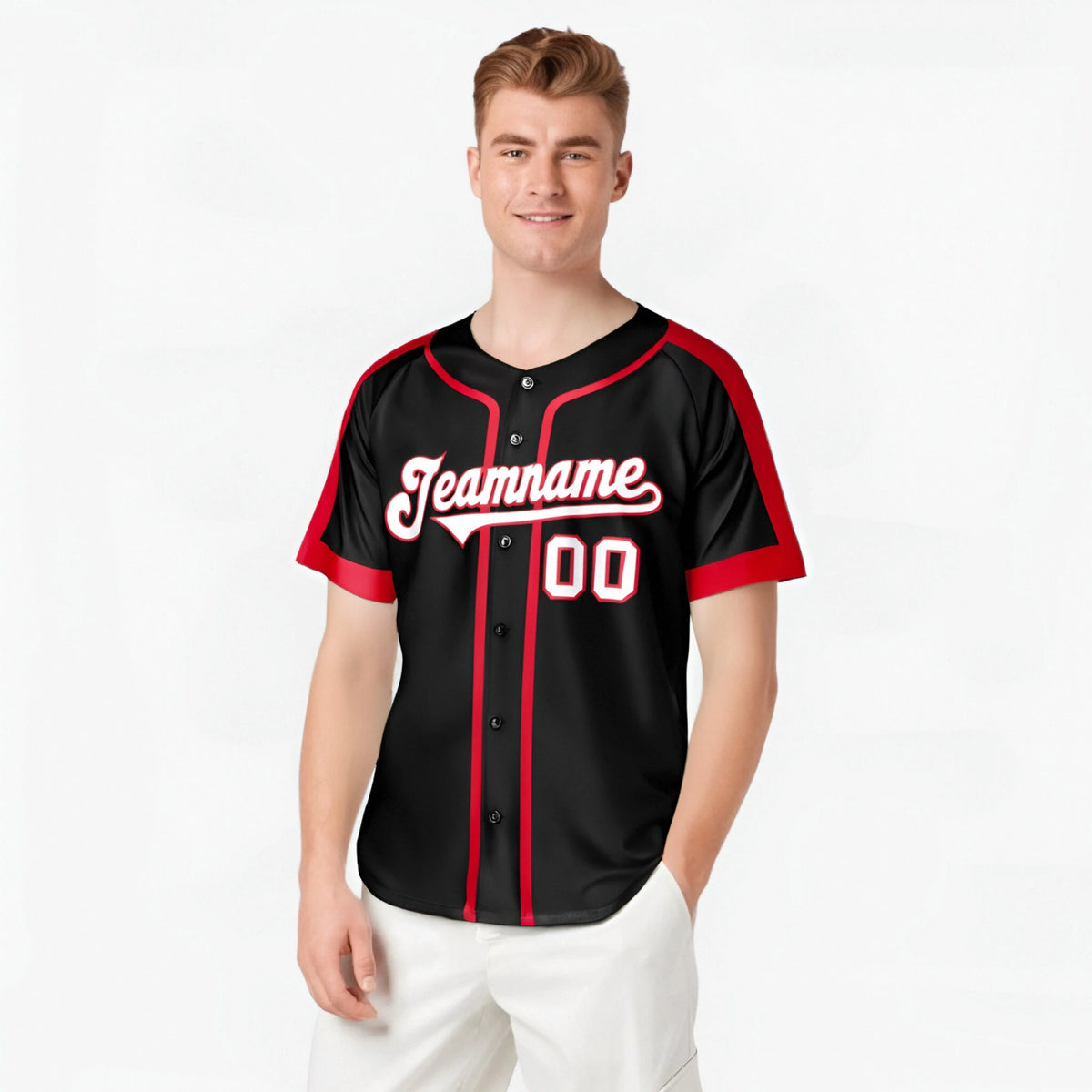 Custom Black Crimson White Baseball Jersey