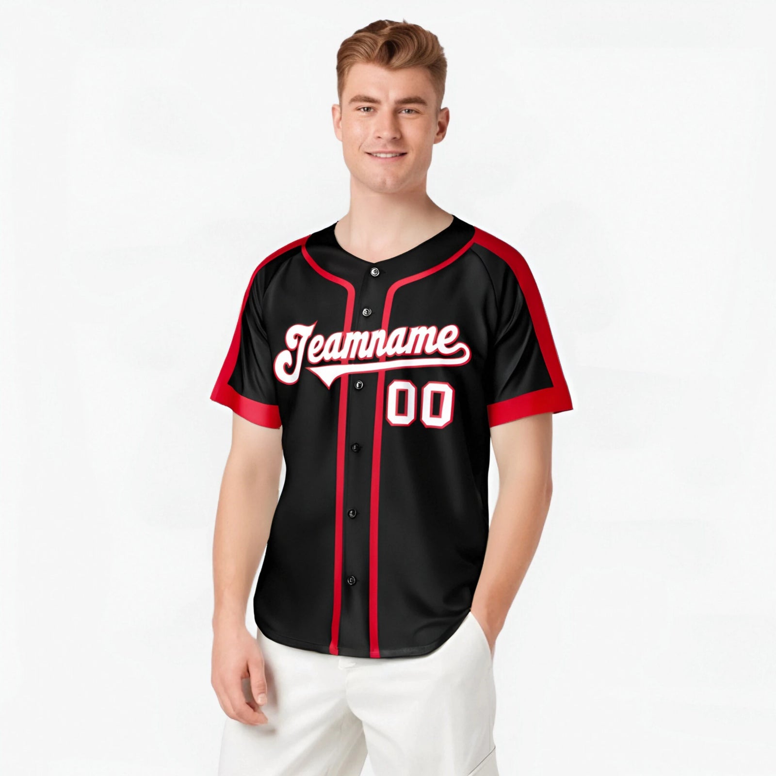 Custom Black Crimson White Baseball Jersey