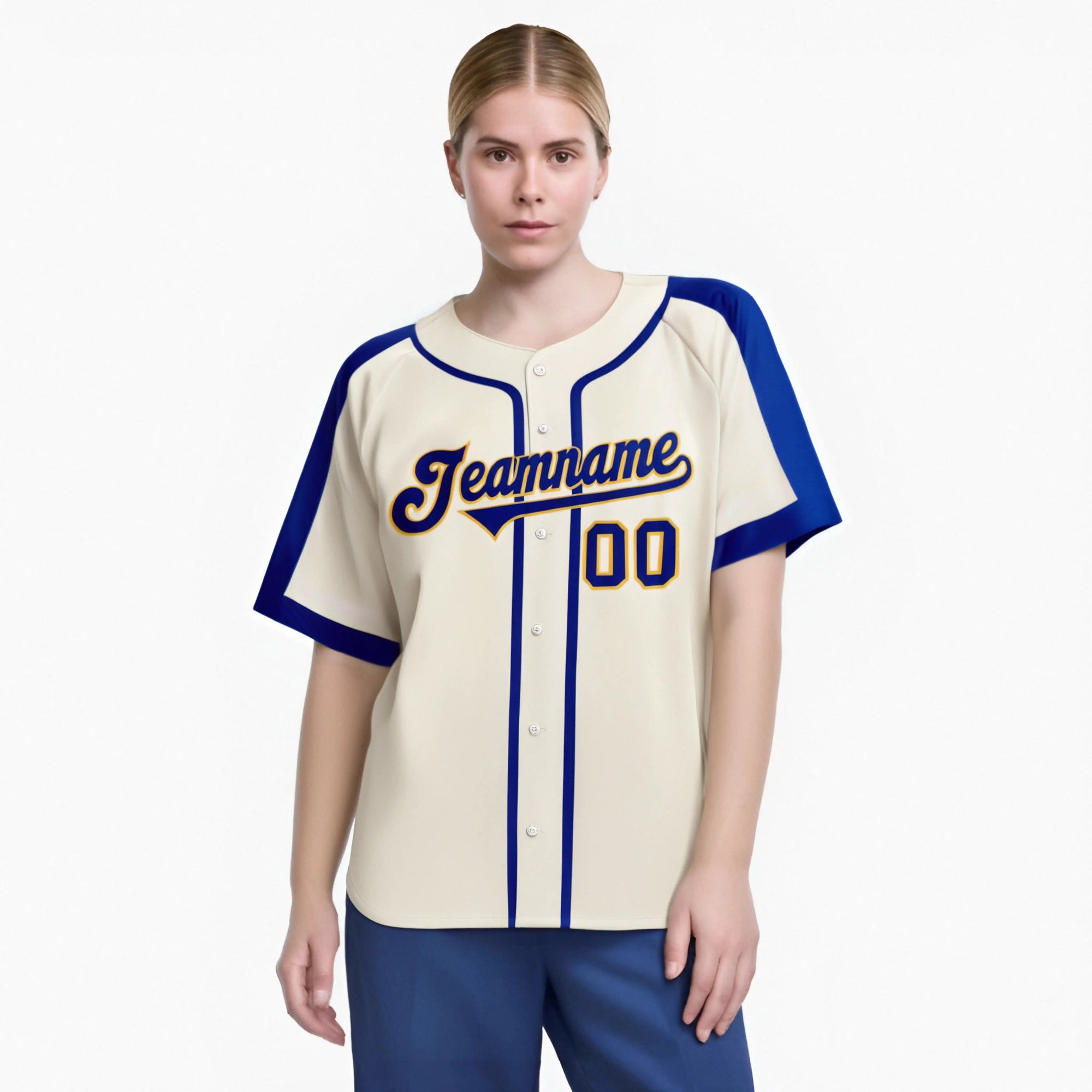 Custom Khaki Royal Blue Baseball Jersey