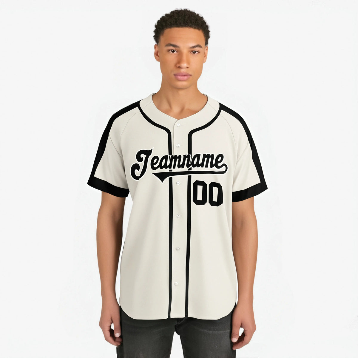 Custom Cream Black Baseball Jersey