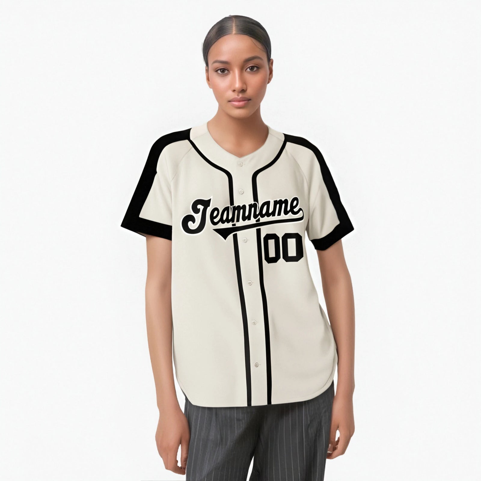 Custom Cream Black Baseball Jersey