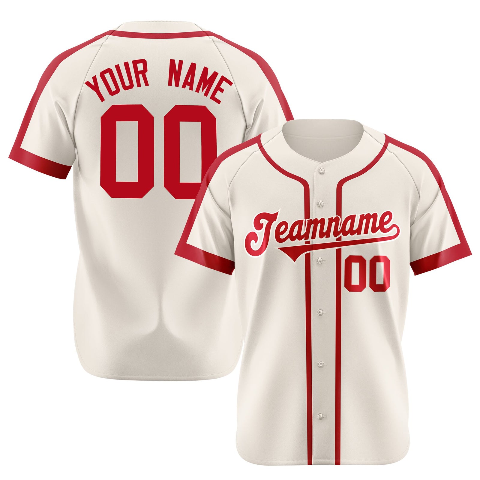Custom Khaki Red Baseball Jersey