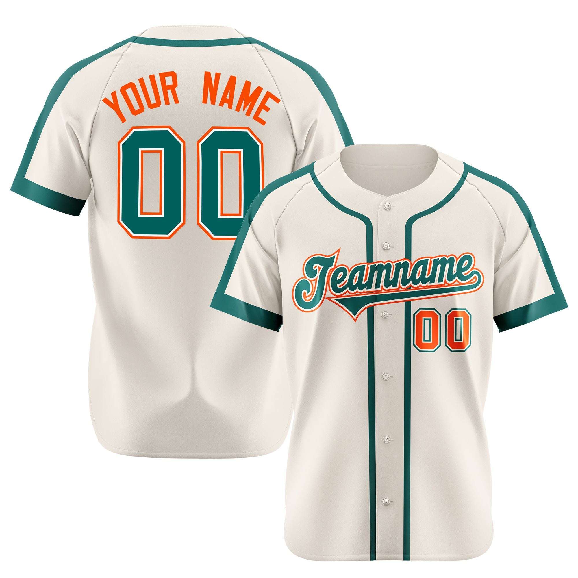 Custom Khaki Aqua Orange Baseball Jersey