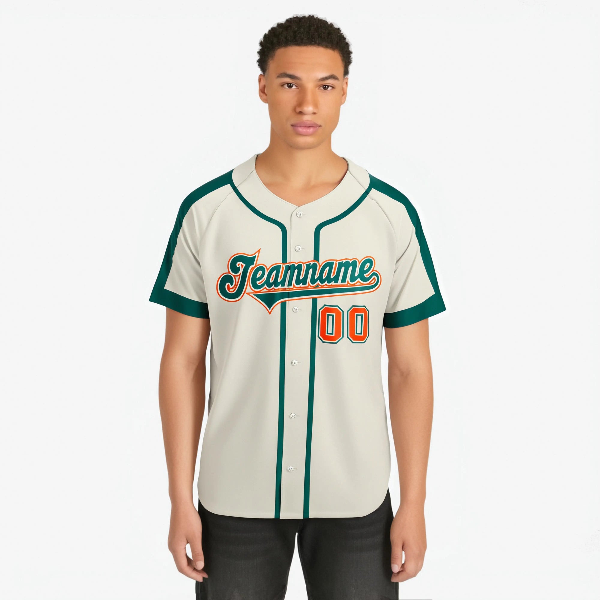 Custom Khaki Aqua Orange Baseball Jersey