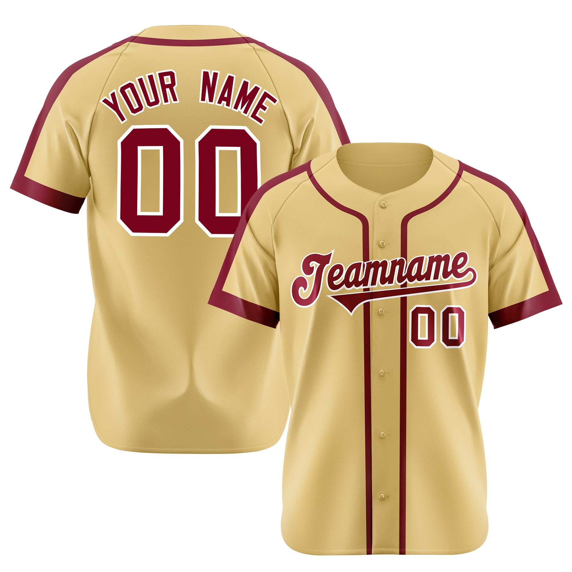 Custom Khaki Crimson White Baseball Jersey