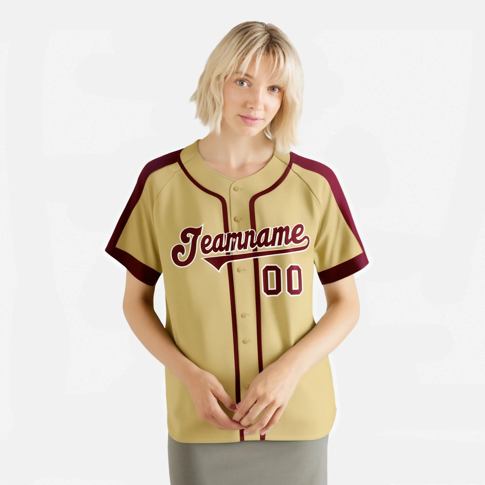 Custom Khaki Crimson White Baseball Jersey