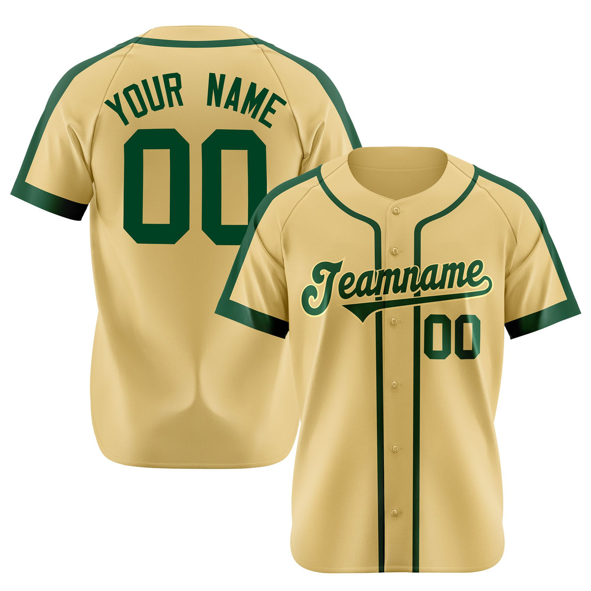 Custom Khaki Green Baseball Jersey