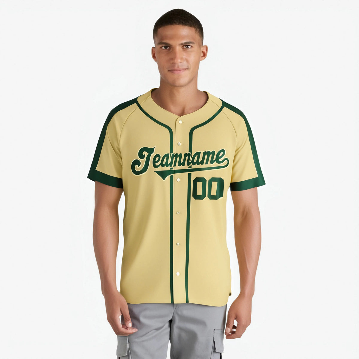 Custom Khaki Green Baseball Jersey