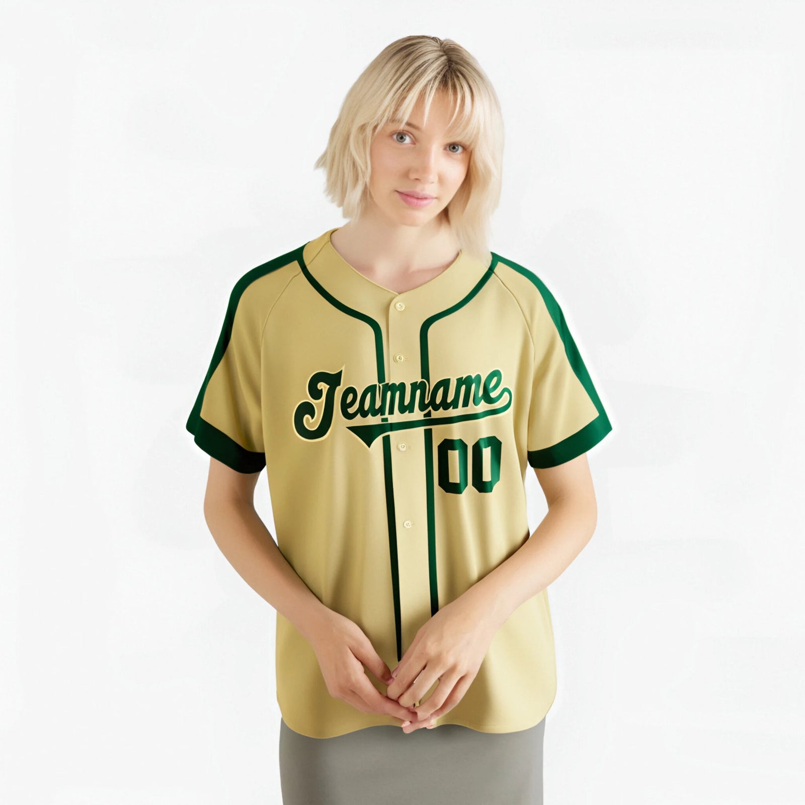 Custom Khaki Green Baseball Jersey