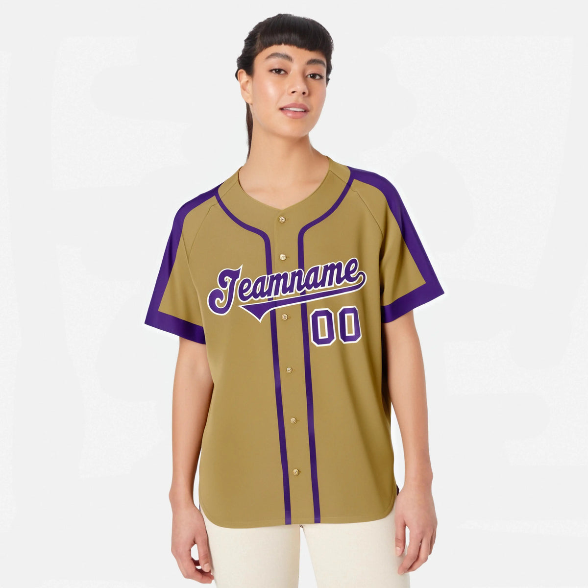 Custom Gold Purple White Baseball Jersey
