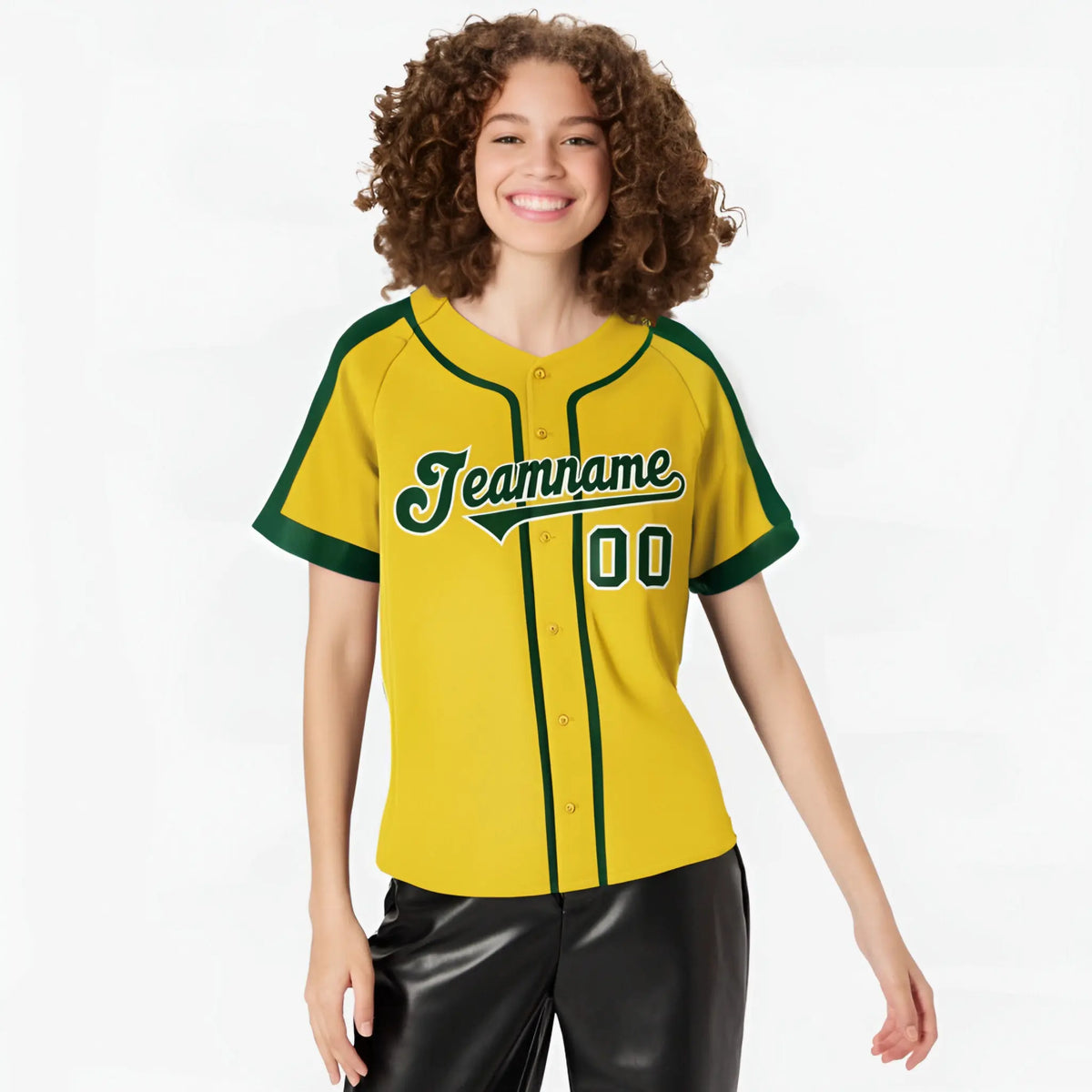 Custom Yellow Green White Baseball Jersey