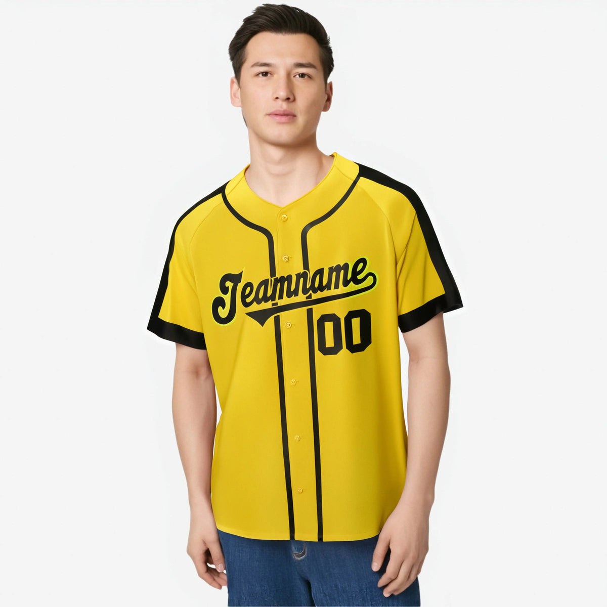 Custom Yellow Black Baseball Jersey