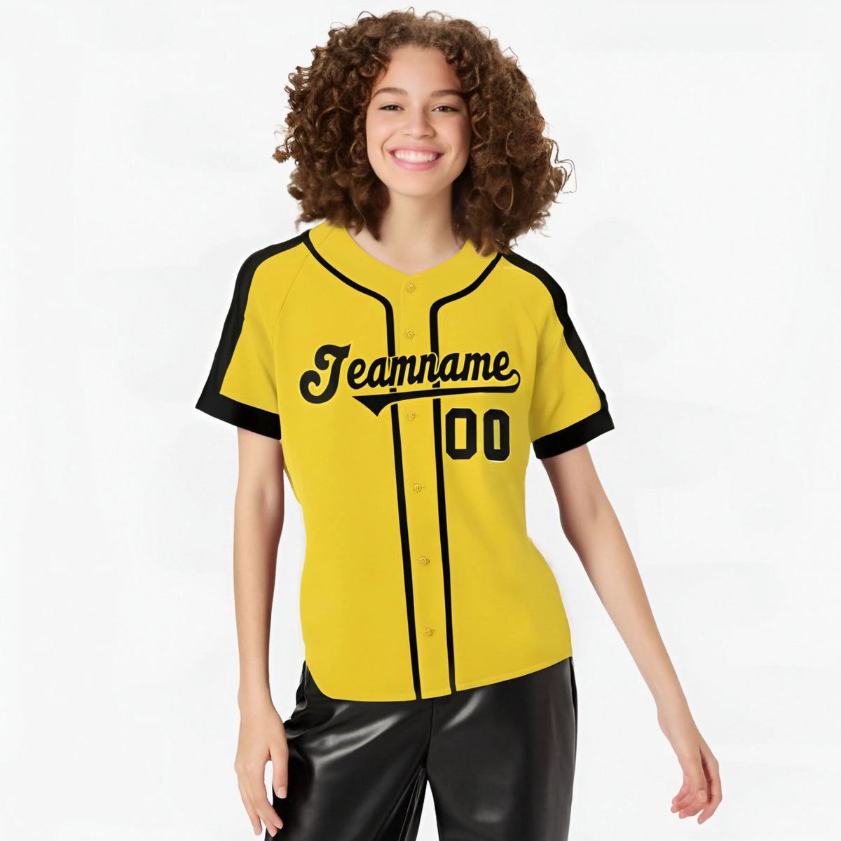 Custom Yellow Black Baseball Jersey