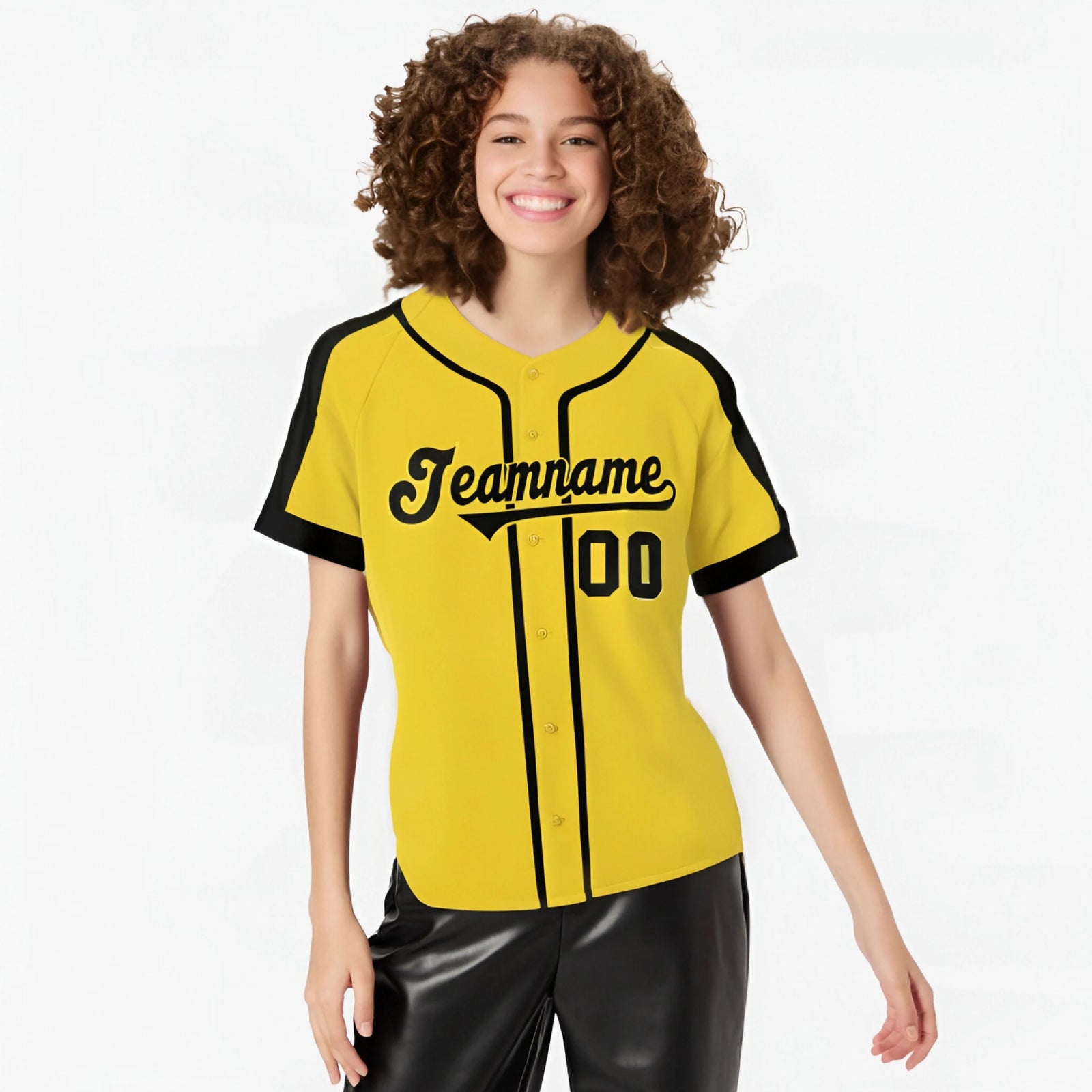 Custom Yellow Black Baseball Jersey
