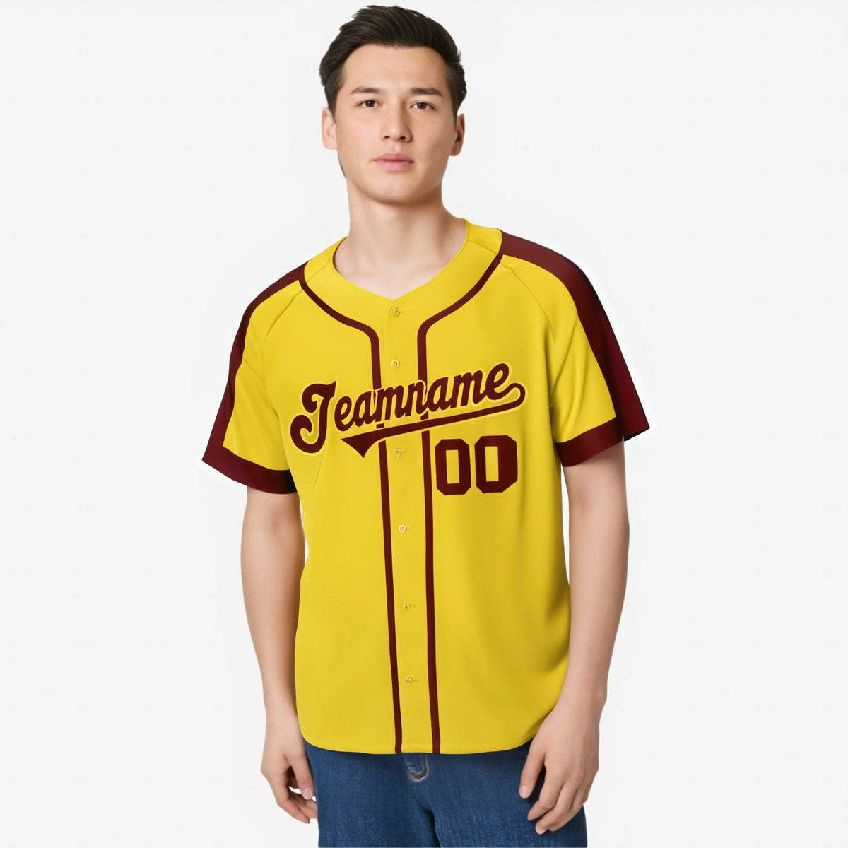 Custom Yellow Crimson Baseball Jersey