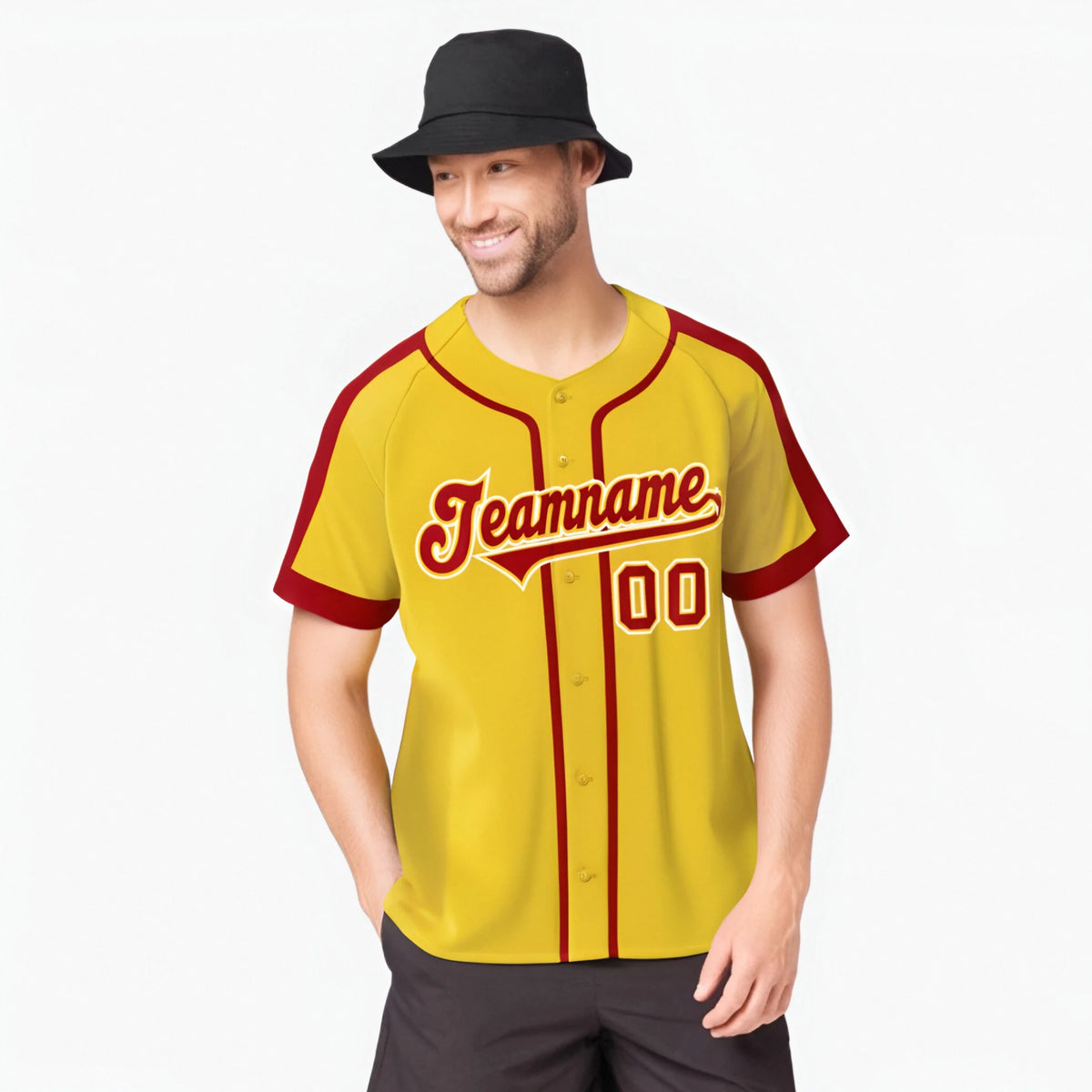 Custom Yellow Red White Baseball Jersey