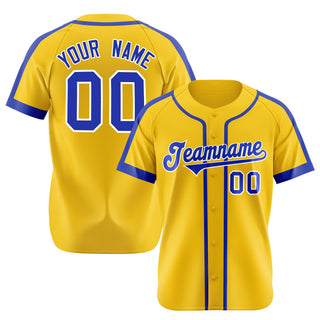 Camiseta de béisbol personalizada en amarillo y azul real - Style 1