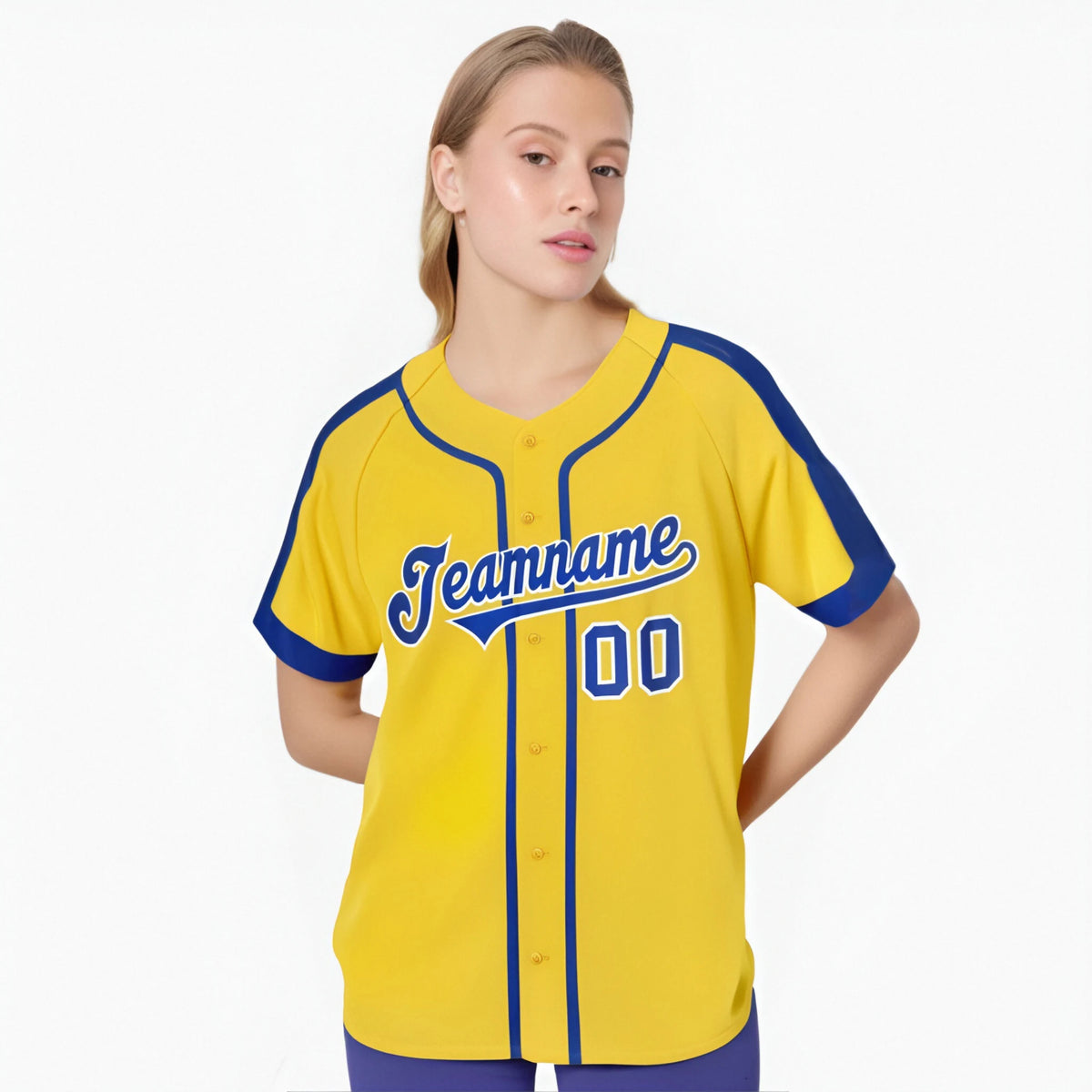 Custom Yellow Purple White Baseball Jersey