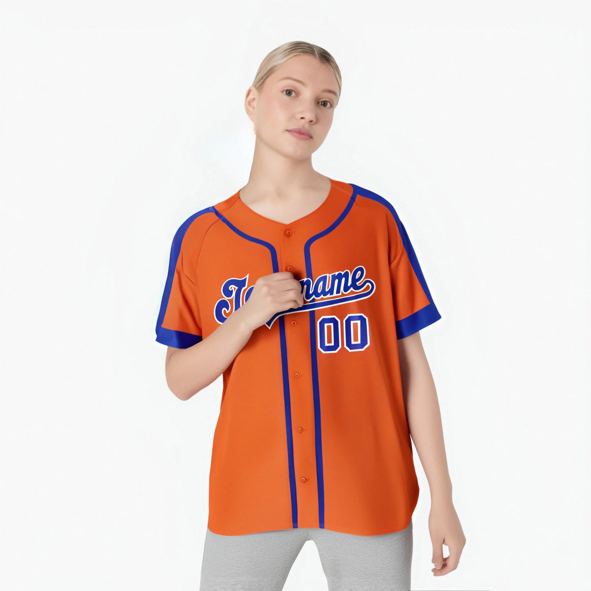 Custom Orange Blue White Baseball Jersey