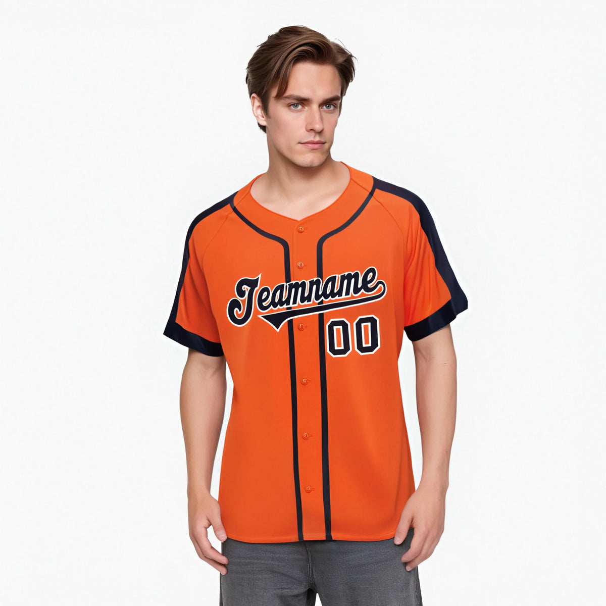 Custom Orange Black White Baseball Jersey