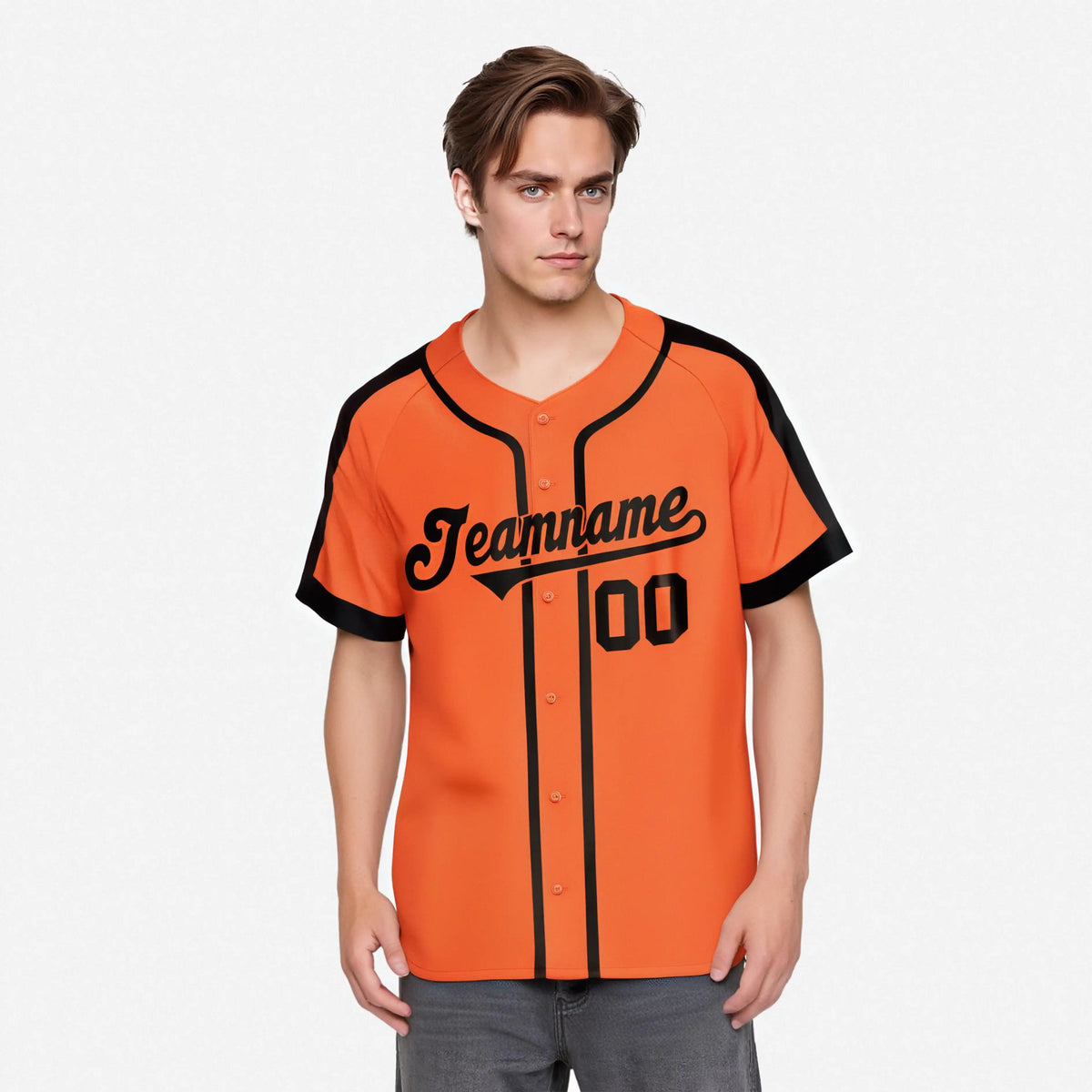 Custom Orange Black Baseball Jersey