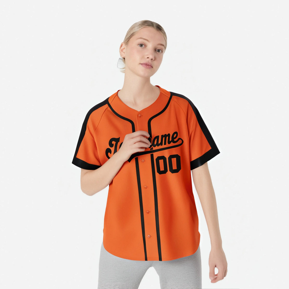 Custom Orange Black Baseball Jersey