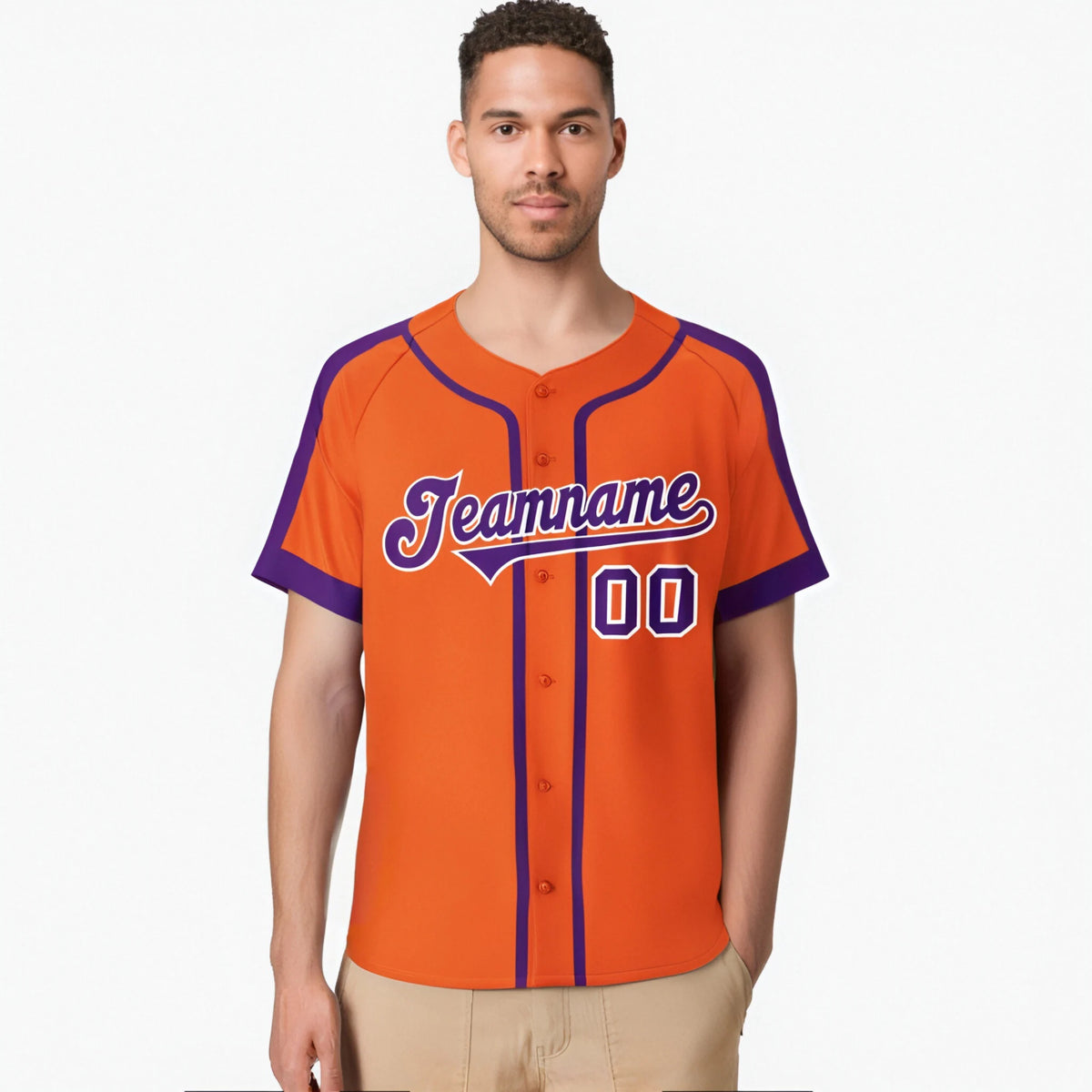Custom Orange Purple White Baseball Jersey