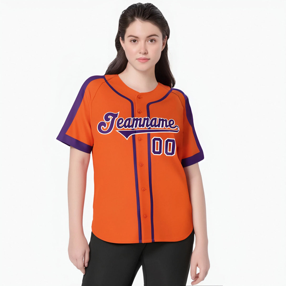 Custom Orange Purple White Baseball Jersey