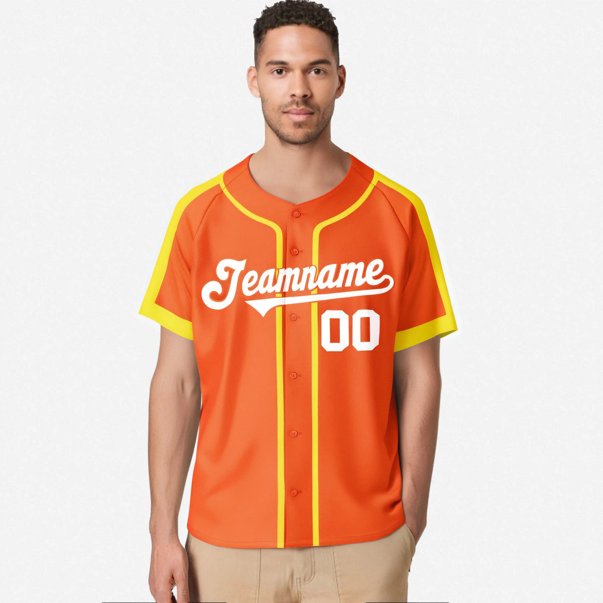Custom Orange Yellow White Baseball Jersey