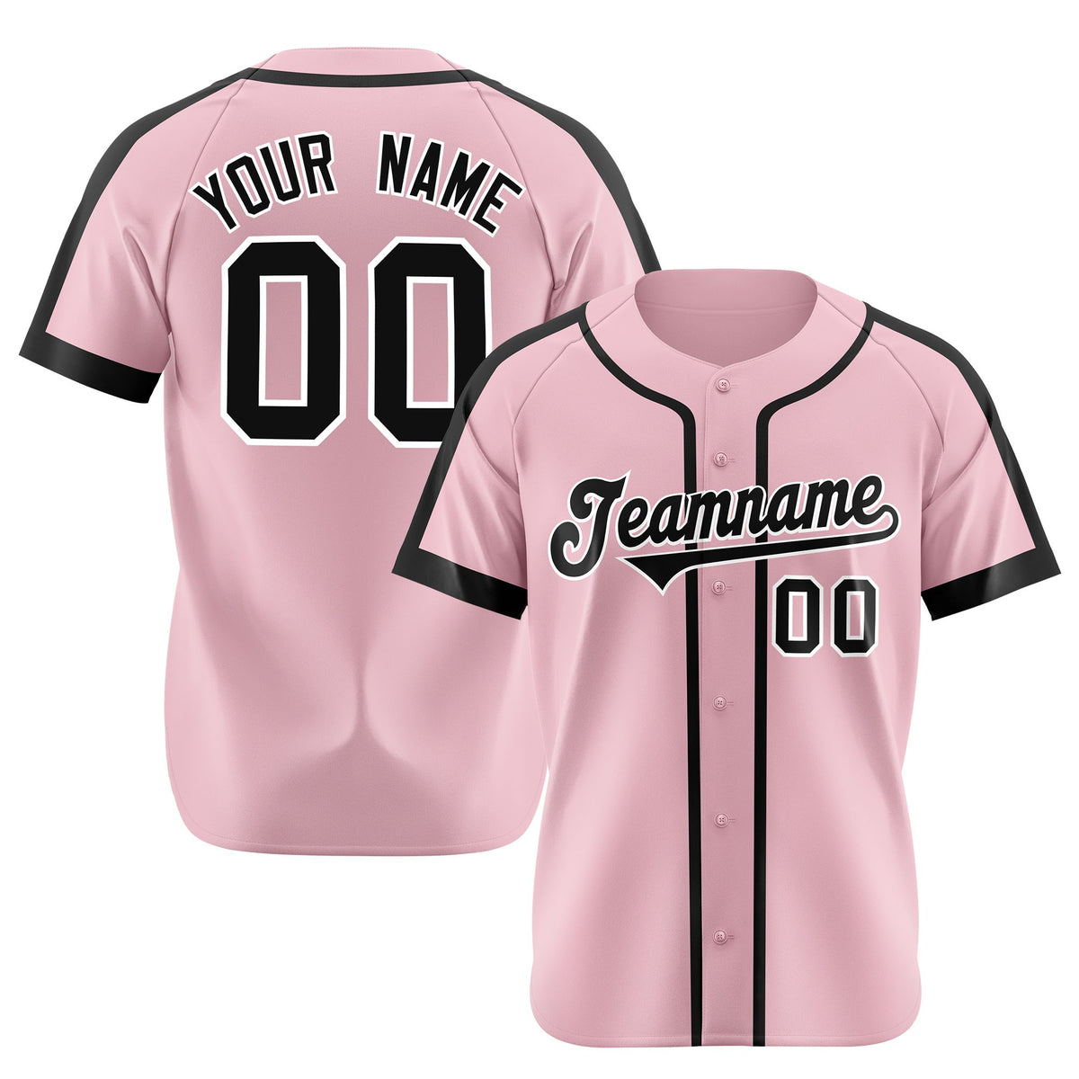 Custom Pink Black White Baseball Jersey