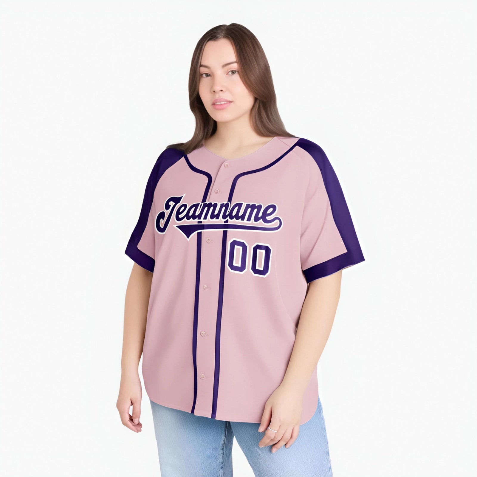Custom Pink Purple White Baseball Jersey