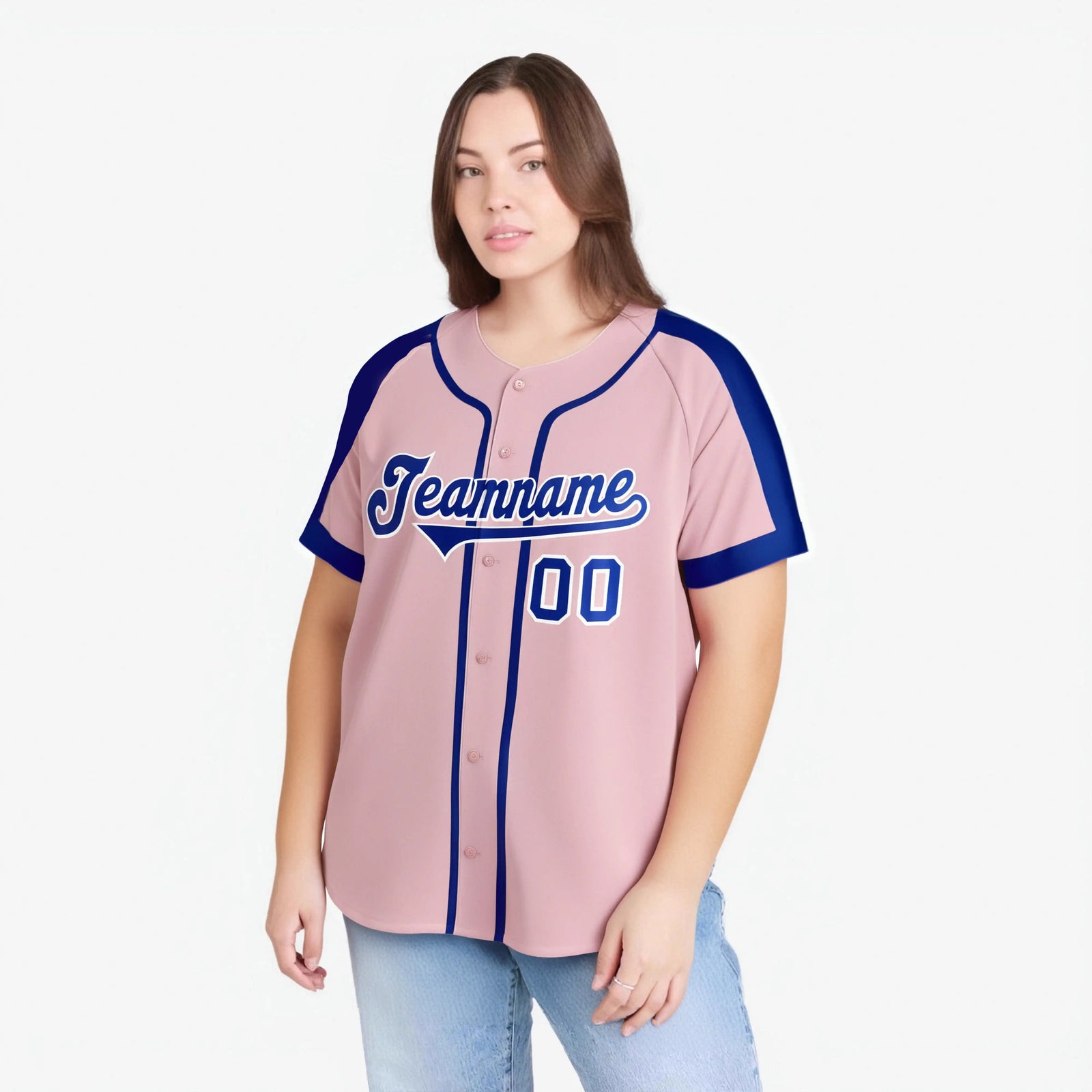 Custom Pink Blue White Baseball Jersey