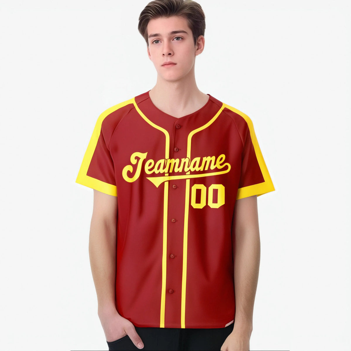Custom Red Gold Baseball Jersey