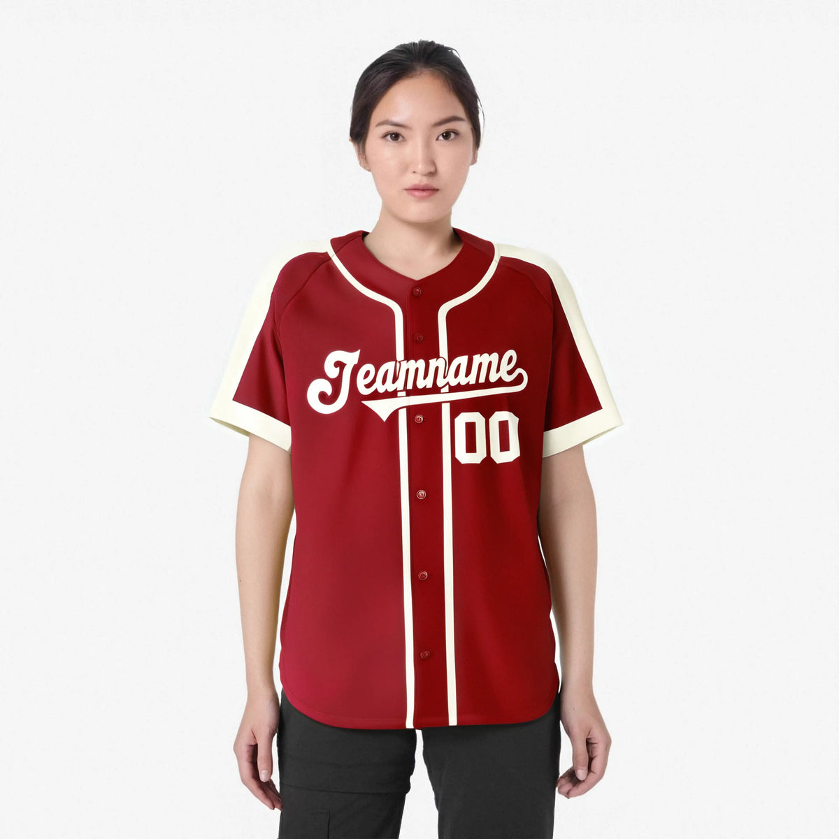 Custom Red Cream Baseball Jersey