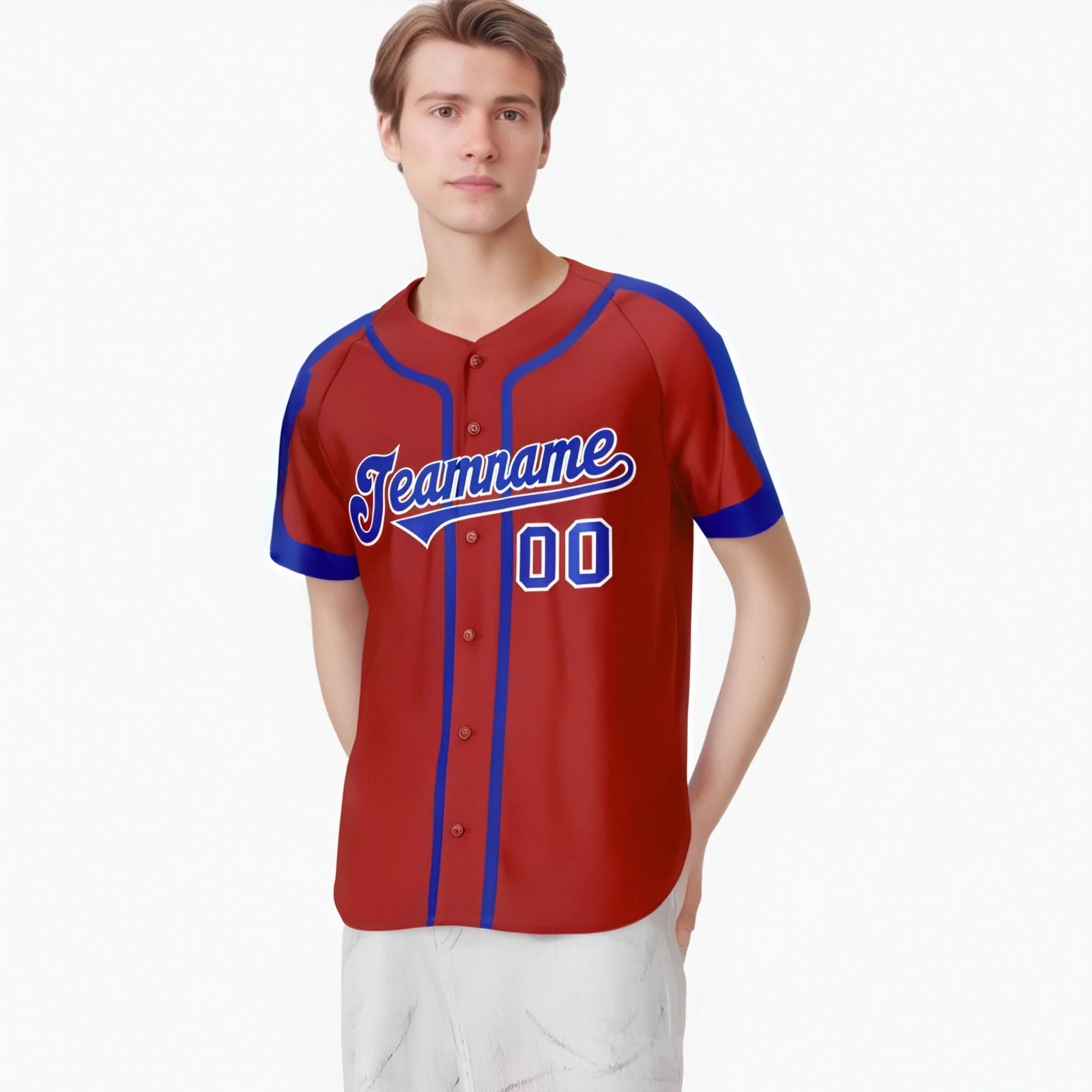 Custom Crimson Bule White Baseball Jersey