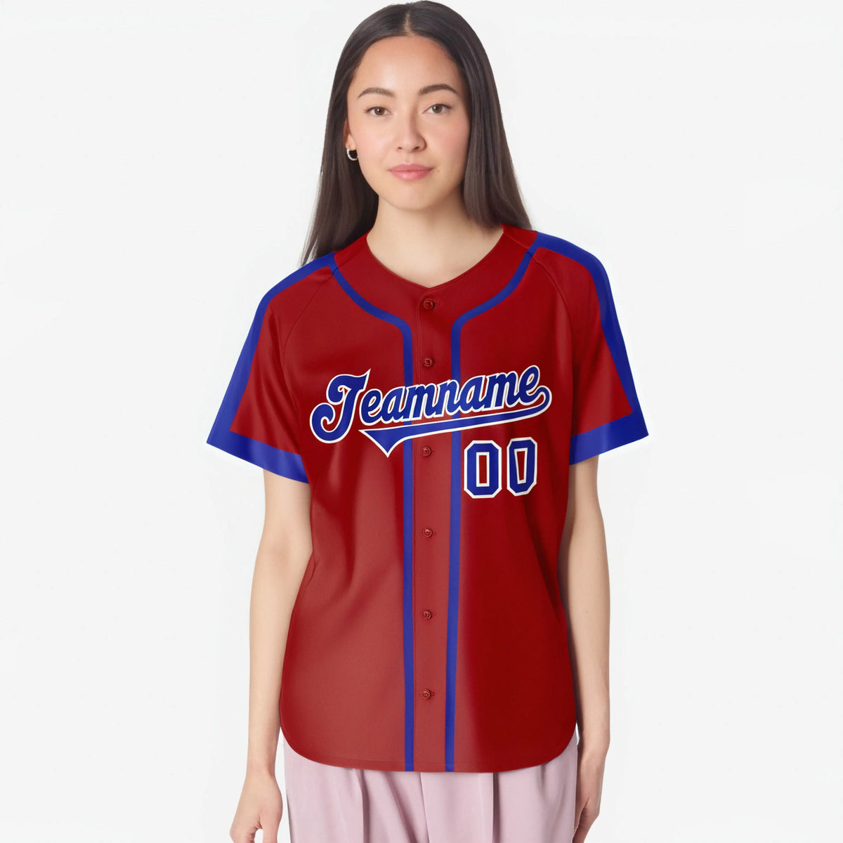 Custom Crimson Bule White Baseball Jersey