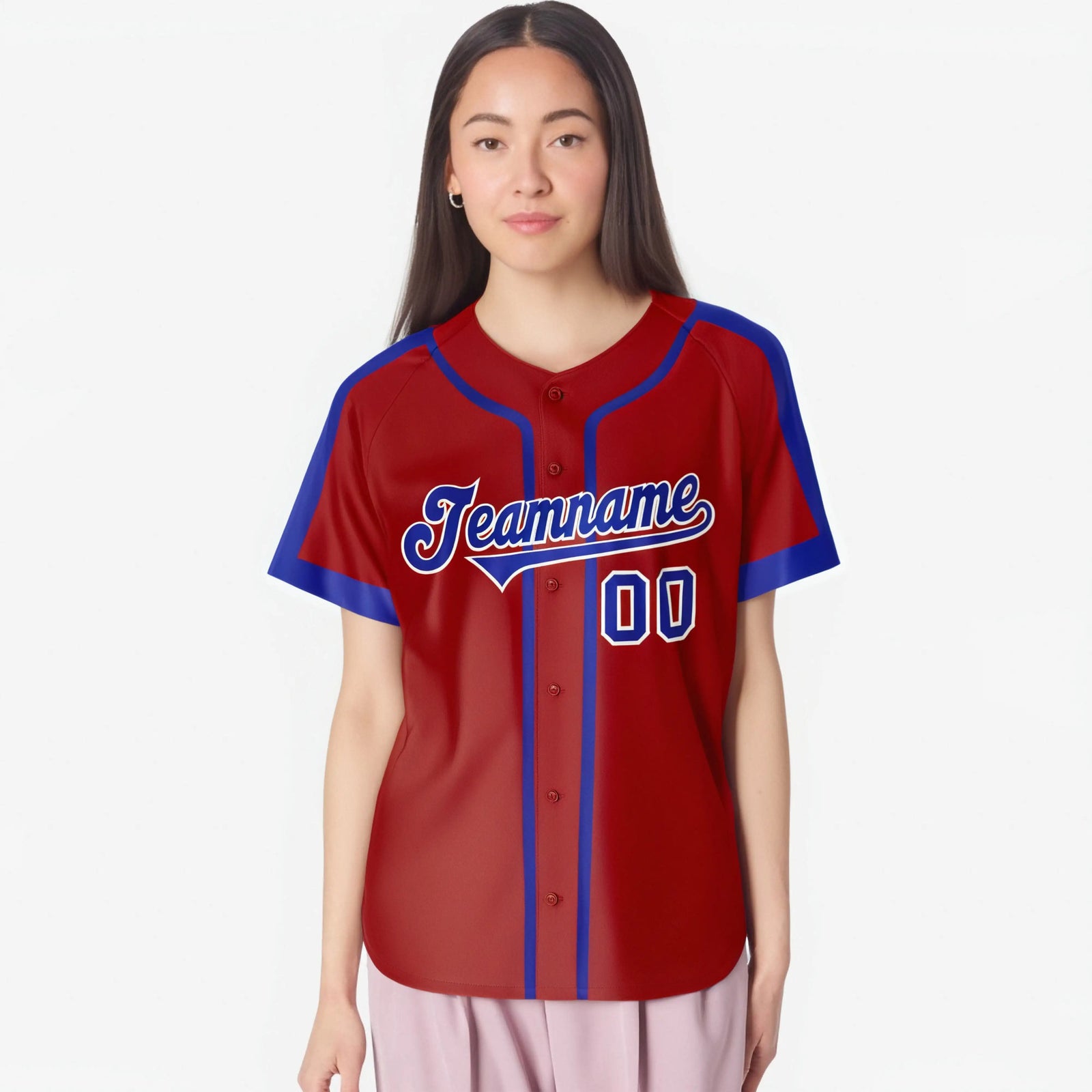Custom Crimson Bule White Baseball Jersey
