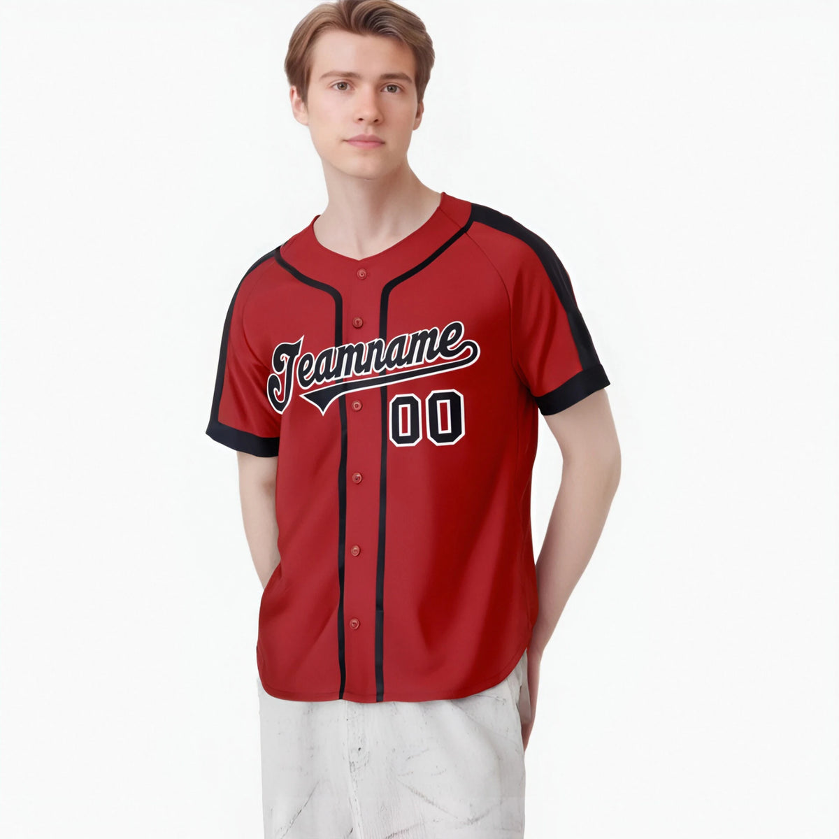 Custom Red Black White Baseball Jersey