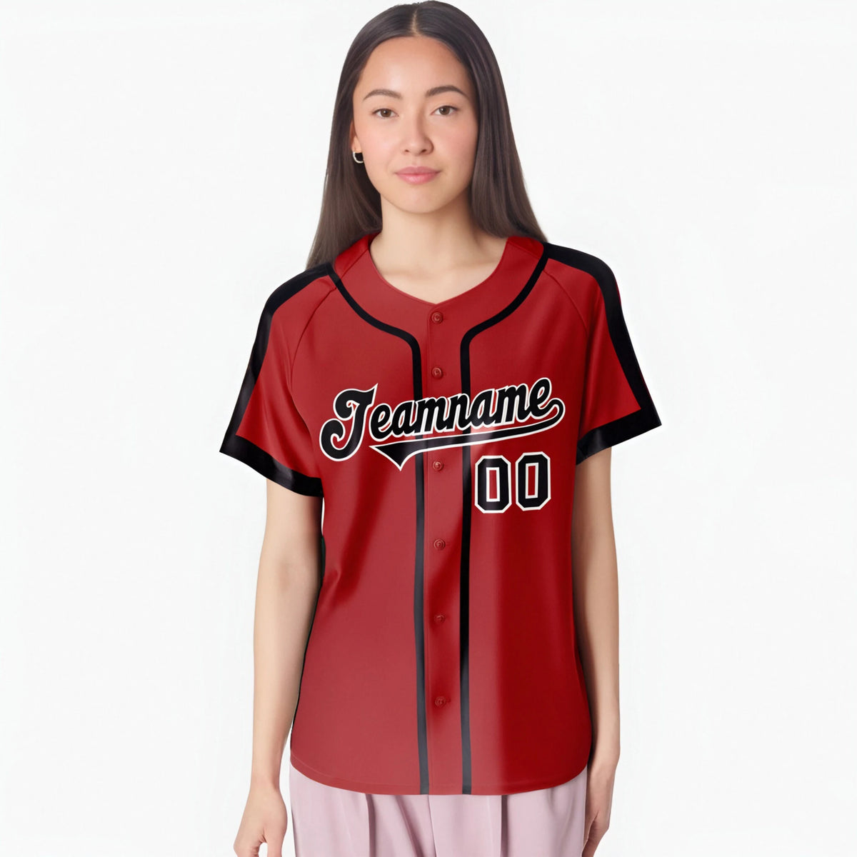Custom Red Black White Baseball Jersey